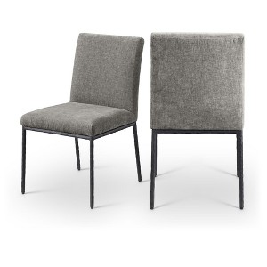 Meridina Furniture,Reeves Grey Chenille Fabric Upholstered Dining Side Chair, Set of 2 - 1 of 4