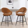 Bekrvio Swivel Counter Height Bar Stools Set of 2/4,26" Kitchen Bar Chairs w/Hollow Back,Faux Leather/Velvet Upholstered for Kitchen Island - 3 of 4