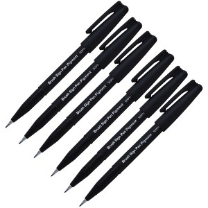 Pentel Arts Sign Pen Brush, Open Stock, Black Pigment Ink, Pack of 6 - 1 of 4