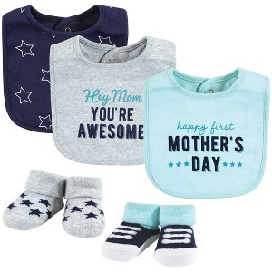 Hudson Baby Infant Boy Cotton Bib and Sock Set, Boy Mothers Day, One Size - 1 of 4