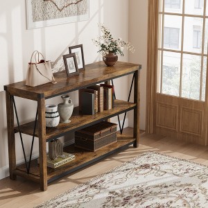 Farmhouse Console Table with Storage, 47 Inch Narrow Sofa Table & Entryway Table for Living Room, 3-Tier Wood Hallway Accent Furniture - 1 of 4
