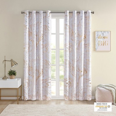 MAYEERTY Grommet Top Printed Marble Metallic Total Blackout Curtain(Only 1 Pc Panel)