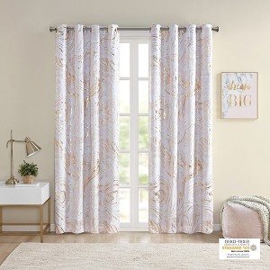 MAYEERTY Grommet Top Printed Marble Metallic Total Blackout Curtain(Only 1 Pc Panel) - 1 of 4