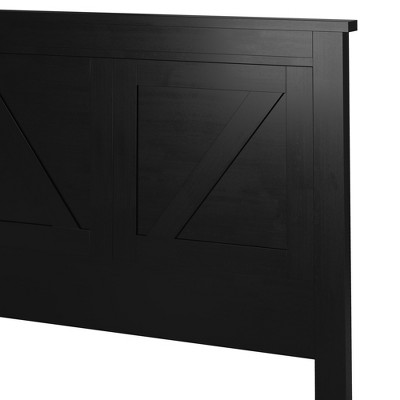 Twin Black Solid Wood Farmhouse Panel Headboard