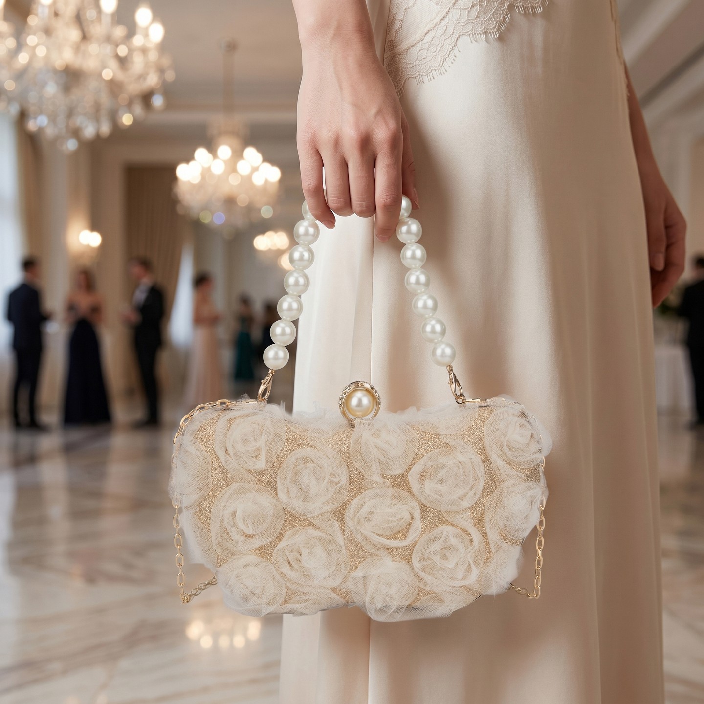 Женский клатч INSPIRE CHIC Lace Floral Evening Clutch Purse for Women Romantic Hard Shell Handbag with Removable Gold Chain Strap 8.3*2.0*4.9 inches Gold, цвет: С принтом — фото 2