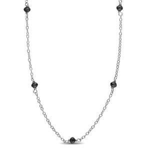 EVERLY JEWELRY | Sterling Silver 1 CT TW Black Bead Diamond Necklace, 18 inc - 1 of 4