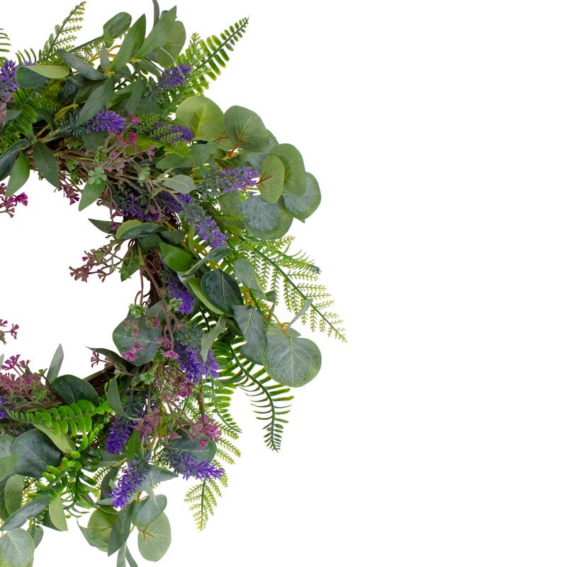 Northlight Lavender and Mixed Foliage Artificial Floral Spring Wreath, Purple and Green - 22-Inch, 5 of 6