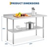 Stainless Steel Table, Heavy Duty Metal Commercial Prep Table With Open Storage Shelves And Back Panel, Suitable For Restaurant Kitchens, Home Hotels - 2 of 4