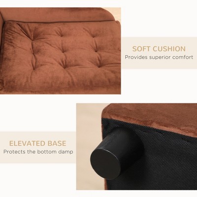 MaseiKar Luxury Fancy Dog Bed for Small Dogs with Hidden Storage, Soft 3" Foam, Modern Pet Furniture for Puppies and Little Breeds, Brown