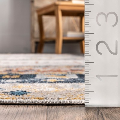 Shannon Beige and Multicolor Geometric Washable Area Rug 5' x 7'