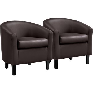 Yaheetech Set of 2 Faux Leather Club Chair, Contemporary Style for Living Room, Bedroom, Reception Room - 1 of 4