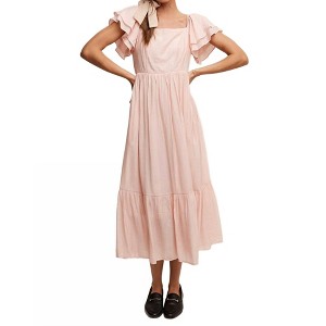 Women's Square Neck Ruffled Short Sleeve Maxi Dress - Listicle : Target