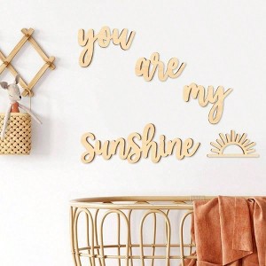 You Are My Sunshine Wall Decor Boho Wall Art 5 Pieces Neutral Wooden Decoration for Bedrooms Words Style - 1 of 4