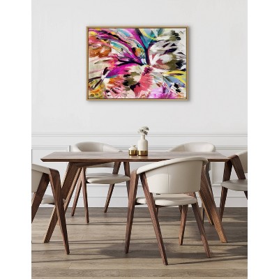 Colorful Abstract Canvas Art with Natural Frame, 28" x 38"