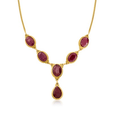 Ross-Simons 49.50 ct. t.w. Ruby Y-Necklace in 18kt Gold Over Sterling Size 18