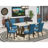 HomeStock 7-Piece Distressed Jacobean Finish Solid Wood Top Dining Table with 6 Parson-Chairs - 2 of 4