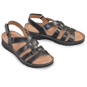 Collections Etc Adjustable Elasticized Braid Design Straps Cushioned Insole Sandals - 1 of 4