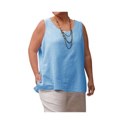 Women's Crinkle Cotton Sleeveless Top - Plus - On The Plus Side