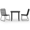 vidaXL 3 Piece Patio Dining Set Poly Rattan and Glass - 2 of 4