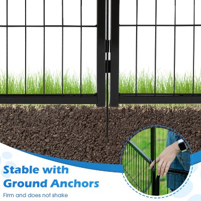 32-Inch Black Metal Portable Pet Playpen with Door