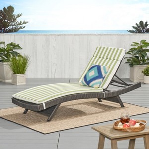 Christopher Knight Home Salem Outdoor Wicker Armless Adjustable Chaise Lounge with Cushion - 1 of 4