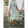 Women's Short Sleeve Striped Dress | Rustic Cottagecore A-Line Midi Dress - 4 of 4