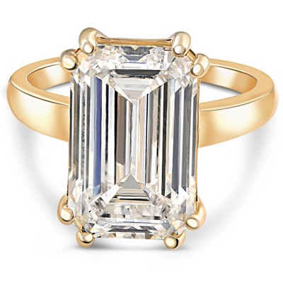Pompeii3 Certified 10.00CT Emerald Cut Solitaire Diamond Engagement Ring 14k Gold Lab Created - Size 7