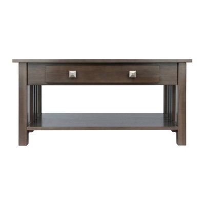 Transitional Oyster Gray Rectangular Coffee Table with Storage
