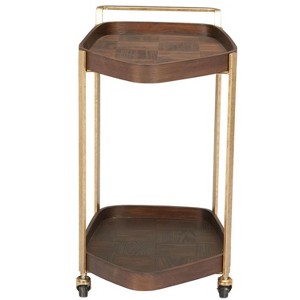 Stela Bar Cart 26.8"H Walnut – MDF Shelves with Walnut Veneer & Steel Frame, Modern Rolling Storage Cart By Zuo Modern - 1 of 4