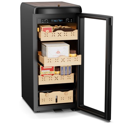 Mojgar Electric Cigar Cooler Humidor 115L, Large Cabinet for 900 Counts Cigars, LED Lighting, Cooling Heating Function