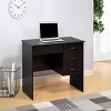 GlasFlength Desks Computer Desk Office Desk Writing Table Desk with Drawers Cabinet for Small Space Home Office, Black, 39.5"*19.75"*30" - 2 of 4
