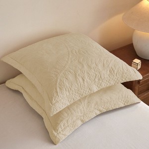 Marcielo 2 Pack Cotton Embroidered  Euro Shams 26"x26" - 1 of 4