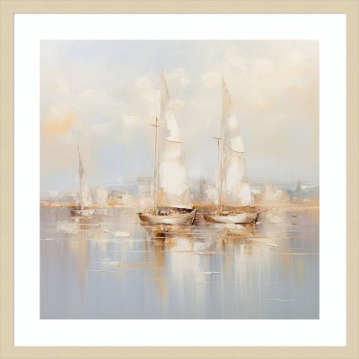 Gold Boats II Abstract Expressionism Framed Wall Art Print