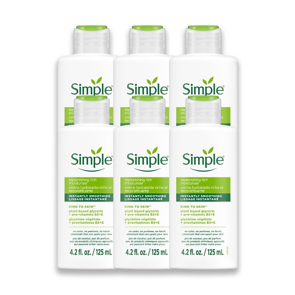 Simple Crema Rica Reponedora para Piel - Crema Facial Hidratante - 6 piezas