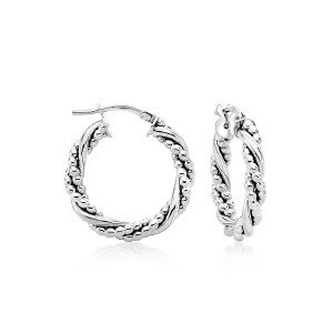 Ross-Simons Italian Sterling Silver Twisted Bead Hoop Earrings - 1 of 3