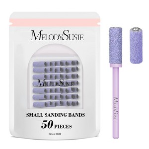 MelodySusie 50 Pcs Nail Drill Bits Small Sanding Bands with 3.1mm Mandrel Bit, 180 Fine Grit, Purple, for Manicures and Pedicure - 1 of 4
