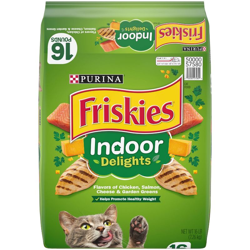 Purina Friskies Indoor Delights with Flavors of Chicken, Salmon, Cheese & Greens Adult Complete & Balanced Dry Cat Food, 1 of 6