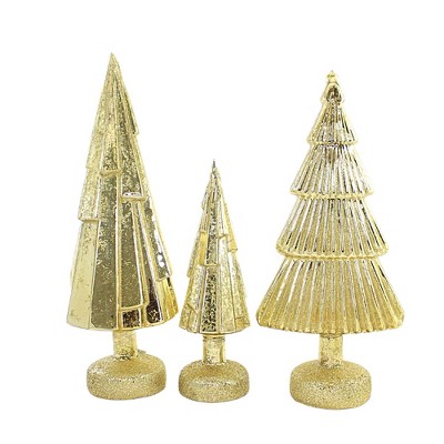 Champagne Glass Metallic Winter Tree Sculptures Set of 3
