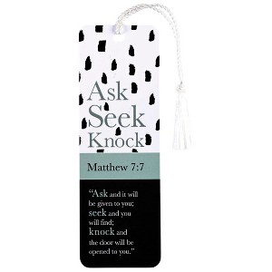 Dicksons BKMTL-487 Ask Seek Knock It Will Be Given to You Black and White 2 x 6 Paper and Tassel Encouraging Tassel Bookmark, Pack of 12 - 1 of 2