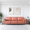 Costway Modern Modular 3-Seat Sofa Couch with  Side Storage Pocket & Metal Leg Coral Pink/Grey - 3 of 4