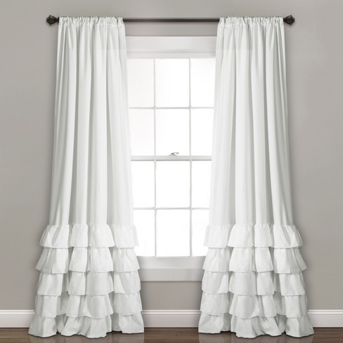 Set Of 2 40 X84 Allison Ruffle Window Curtain Panels White Lush