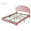 Queen Bed Frame And Headboard,Bed Floating With Led Lights,Velvet Fabric Bed,Elegant Floral Headboard-Cuddlewood - 4 of 4