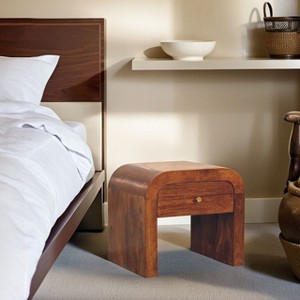 GDFStudio Hubbard Mid-Century Modern 17.72" Solid Wood Nightstand with Drawer - 1 of 4