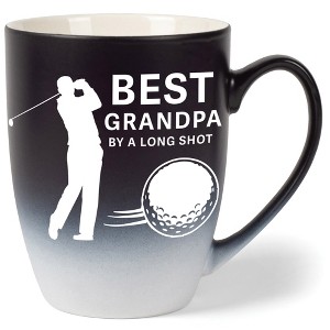 Elanze Designs Best Grandpa By A Long Shot Two Toned Ombre Matte Black and White 12 ounce Ceramic Stoneware Coffee Cup Mug - 1 of 4