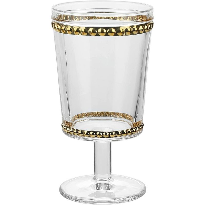 American Atelier 13-Ounce Wine Glasses Set of 4 Vintage Style Wine Goblets, Gold Beaded Design, Dishwasher Safe Glassware, 13 oz., 2 of 9