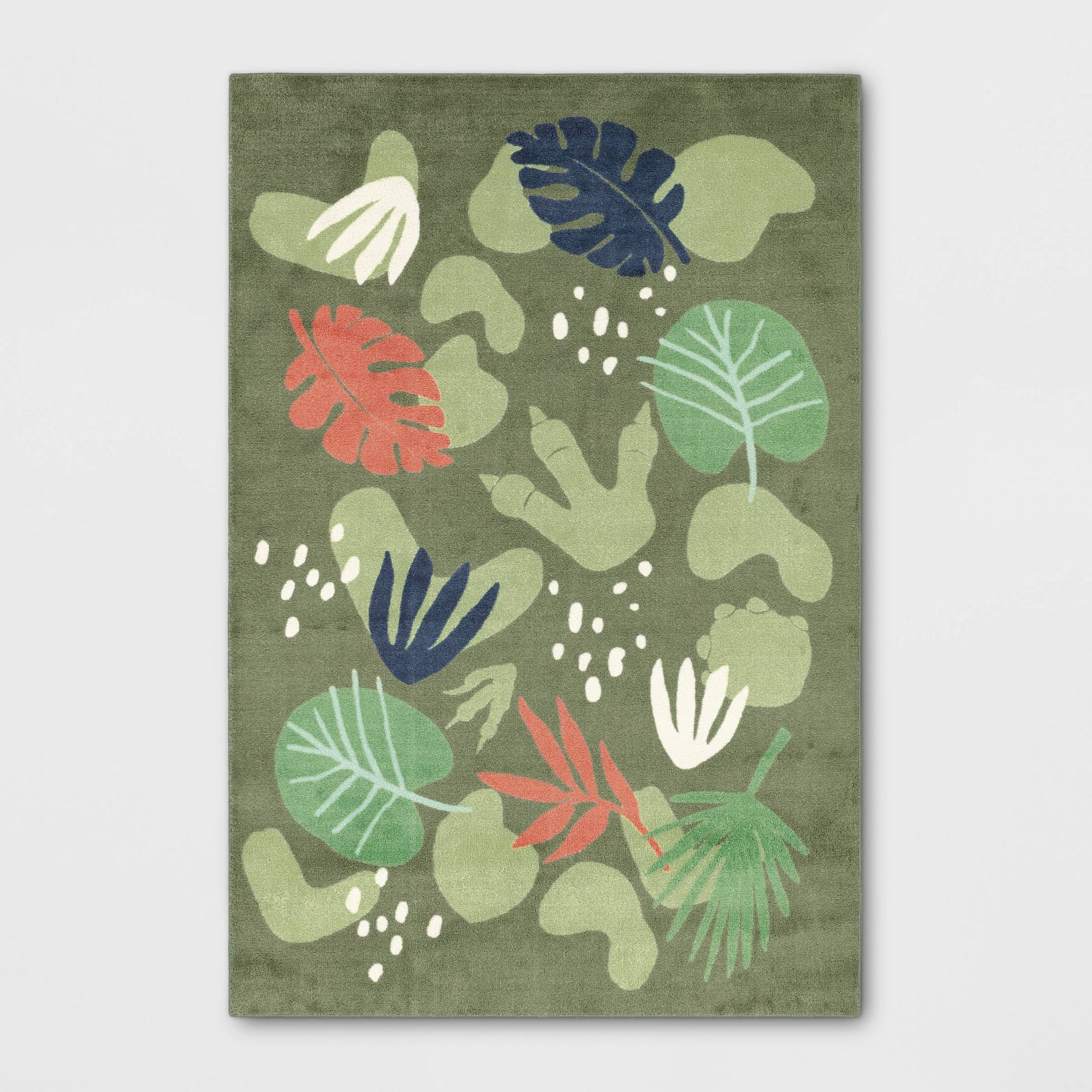 4'x6' Dinosaur Shapes Accent Kids' Rug Green - Pillowfort™