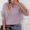 Women's Pullover Sweater V-Neck Long Sleeve Solid Color Knitted Sweater Soft Comfortable Casual Top - 3 of 4