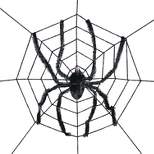 Sunstar Spider Web with Spider Halloween Decoration - 8 ft - Black
