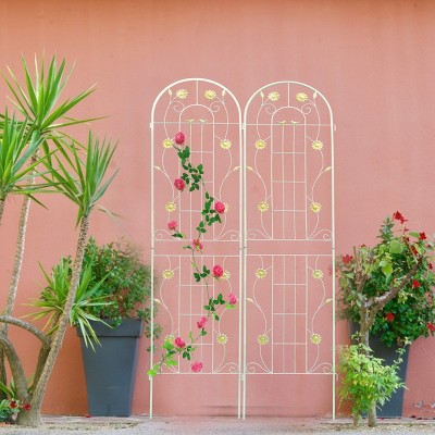 2 Pack Metal Garden Trellis, Garden Trellis Arch, 86" X 40" Trellises For Climbing Plants Flower Support-Cuddlewood