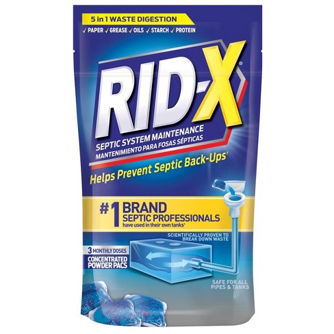 Rid-X Septic System Maintenance, 5 in 1 Waste Digestion, Concentrated Powder Pacs - 3.2 oz